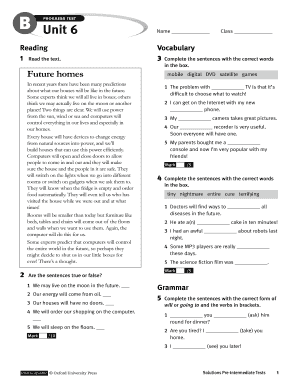 Unit 6 Progress Test