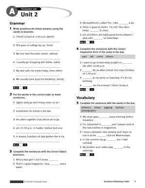 English Grammar and Vocabulary Test