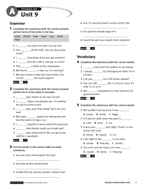 Grammar and Vocabulary Progress Test
