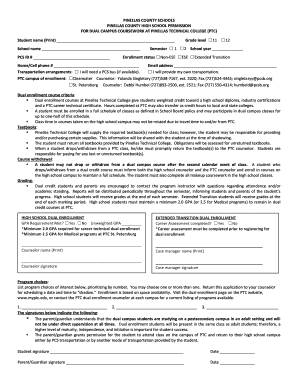 Pinellas County High School Dual Campus Permission Form