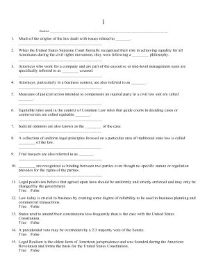 Law School Fillable Quiz Template