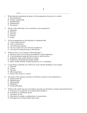 Microbiology Quiz Form