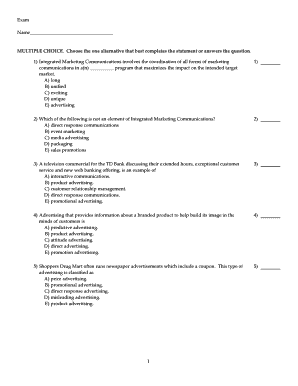 Integrated Marketing Communications Exam