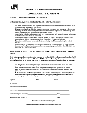 University of Arkansas Confidentiality Agreement