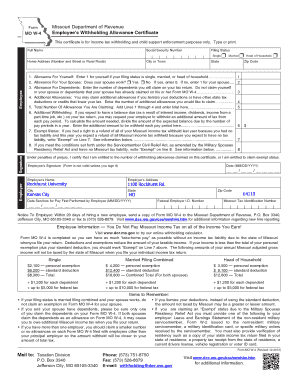 Missouri Employee’s Withholding Allowance Certificate