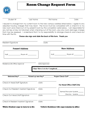 Room Change Request Form Hall Move Form - Kansas City