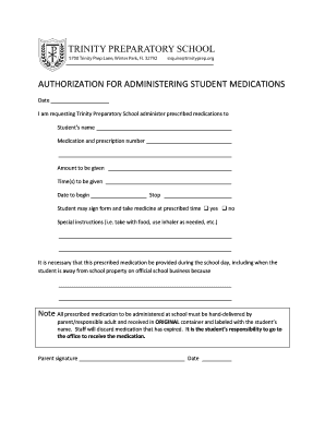 Authorization for Administering Student Medications
