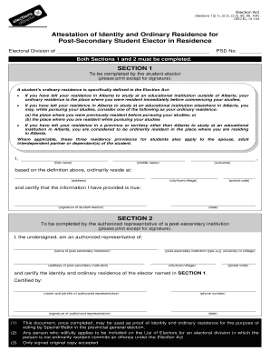Attestation of Identity and Residence for Student Elector