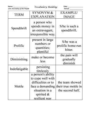 Vocabulary Building Worksheet