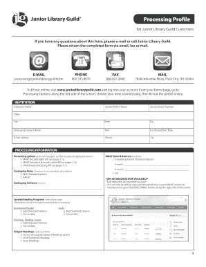 Junior Library Guild Processing Profile