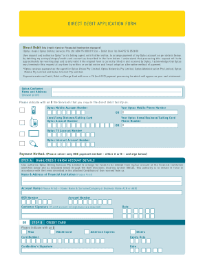 Optus Direct Debit Application Form