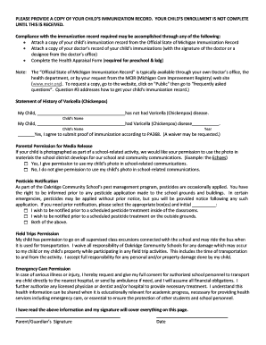 Child Immunization Record Request Form