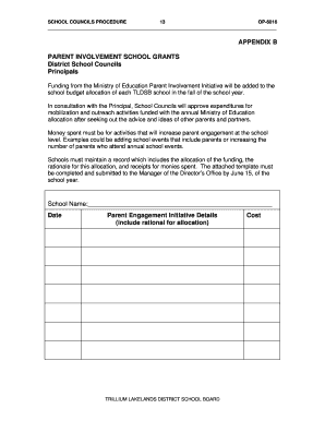 Parent Involvement School Grants Procedure