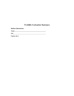 Portfolio Evaluation Summary Form