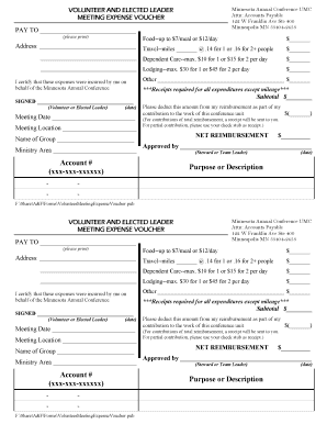 Volunteer Meeting Expense Voucher
