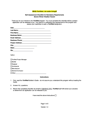 IBHS Fortified Winter Weather Hazard Checklist