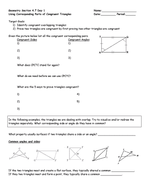 Geometry Section 47 Day 1 Name Using Corresponding Parts