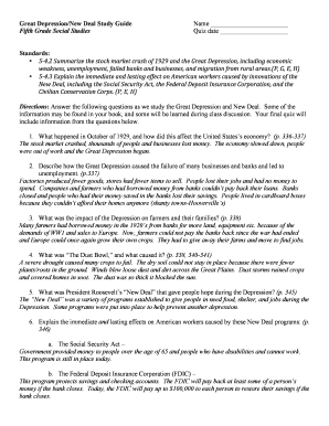 Great Depression New Deal Study Guide