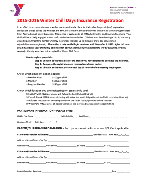 Winter Chill Days Insurance Registration Form