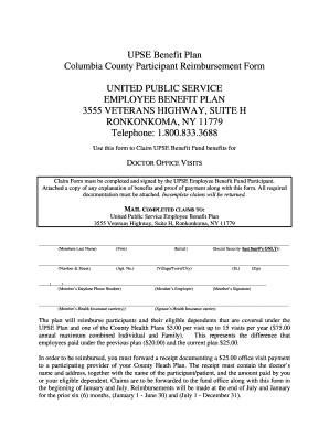 UPSE Benefit Plan Reimbursement Form