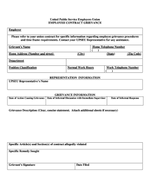 Employee Contract Grievance Form