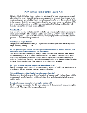 Fillable Online New Jersey Paid Family Leave Act Fax Email Print ...