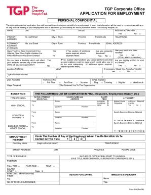 TGP Corporate Office Employment Application
