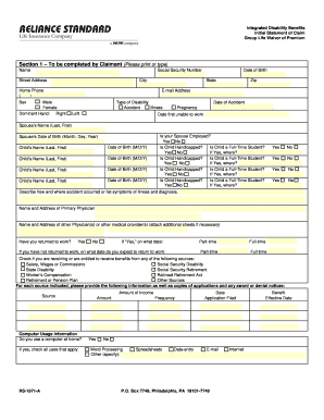 Integrated Disability Benefits Claim Form