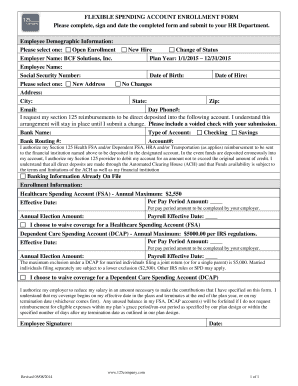 Flexible Spending Account Enrollment Form