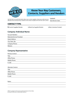 Supplier and Customer Contact Form