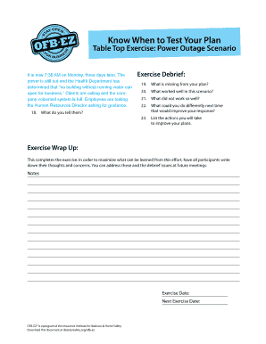 Table Top Exercise Power Outage Scenario
