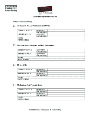Disaster Response Checklist