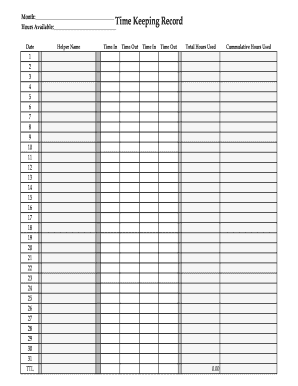 Time Keeping Record Form