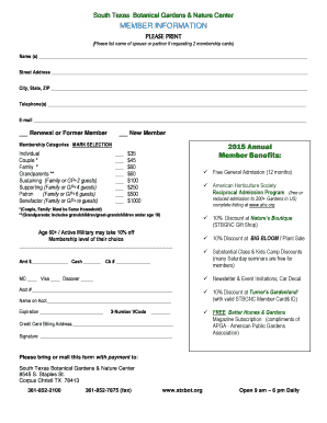 South Texas Botanical Gardens Membership Application