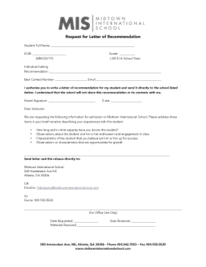 Letter of Recommendation Request Form