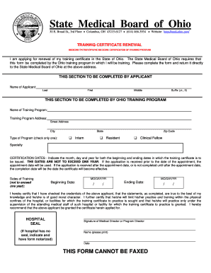 Ohio Training Certificate Renewal
