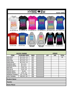 Pacific Ombre Order Form