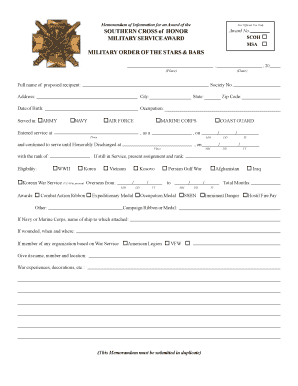 Military Service Award Application