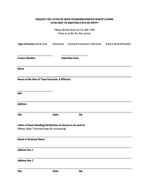 Request for Letter of Good Standing