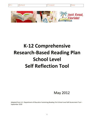 K-12 Reading Plan School Self Reflection Tool