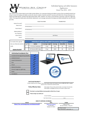 Individual Laptop and Tablet Insurance Application