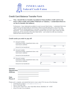 Credit Card Balance Transfer Form