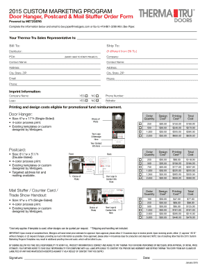 2015 CUSTOM MARKETING PROGRAM Door Hanger Postcard Mail