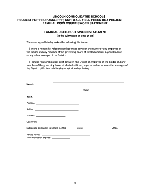 Sworn statement for contractor and subcontractor to owner - FAMILIAL DISCLOSURE SWORN STATEMENT - Graham Construction - grahamconstruction