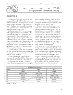 Geography and Economics Activity