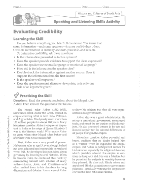 Speaking and Listening Skills Activity