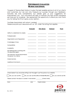 Pearce Real Estate Performance Evaluation
