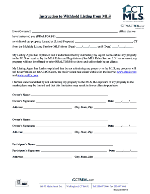 Instruction to Withhold Listing from MLS