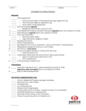 Real Estate Listing Packet Checklist