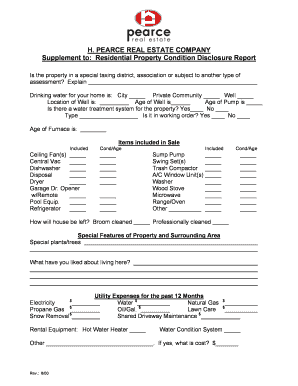 Residential Property Condition Disclosure Report Supplement